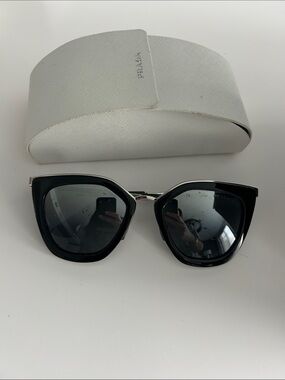 Prada Black Cat Eye Frame W/ Polarized Gray Gradient Lenses
